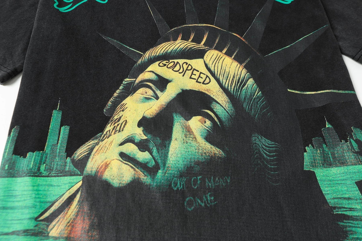 Godspeed Washed Black Rock Graphic T-Shirt — detail
