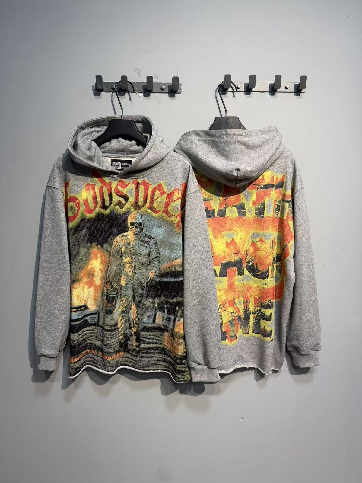 Godspeed Gray Racing Graphic Pullover Hoodie — context