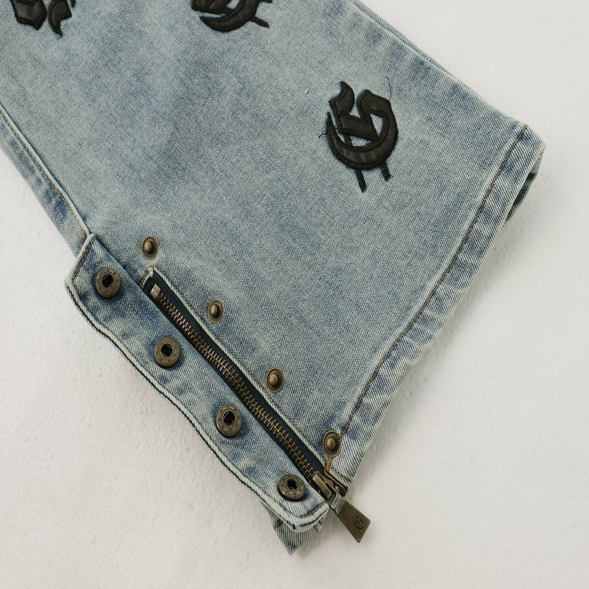 Godspeed Embroidered Washed Flared Jeans — detail