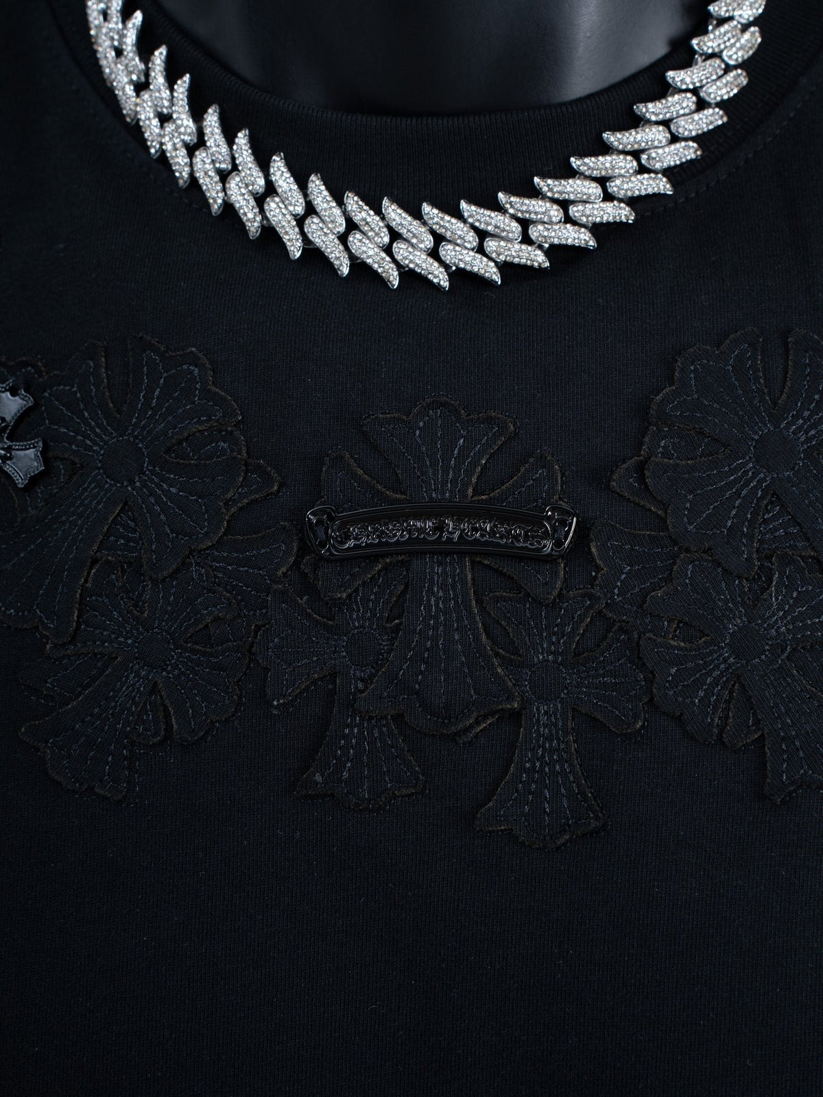 Chrome Hearts Tonal Cross Floral Graphic T-Shirt — detail