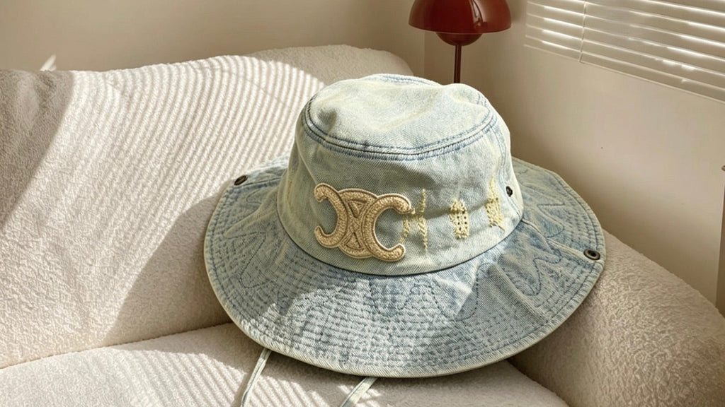 CELINE Denim Triomphe Bucket Hat